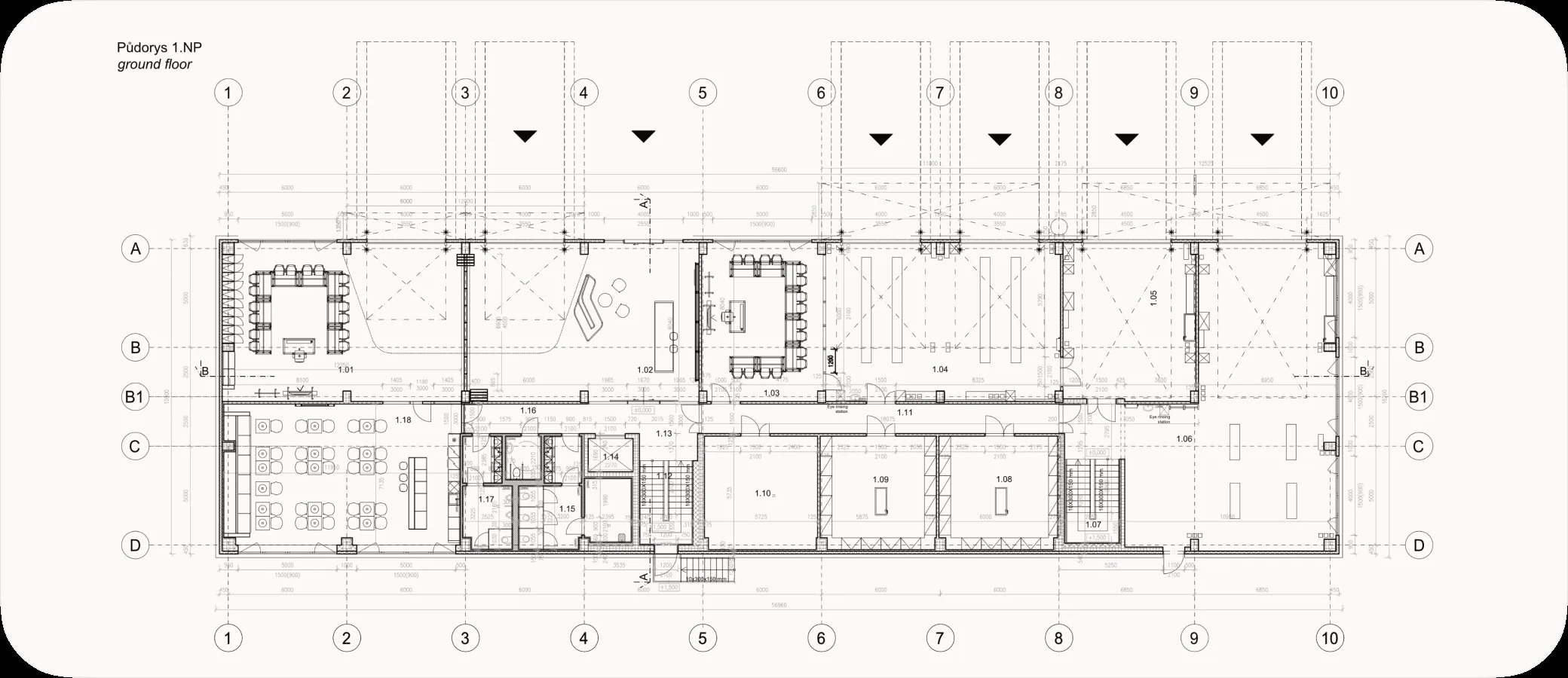 Tréninkové centrum – půdorys 1NP