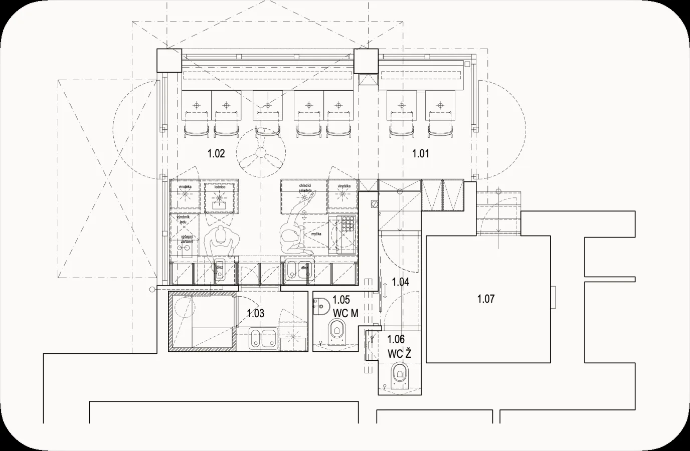 Vinárna – půdorys prostoru